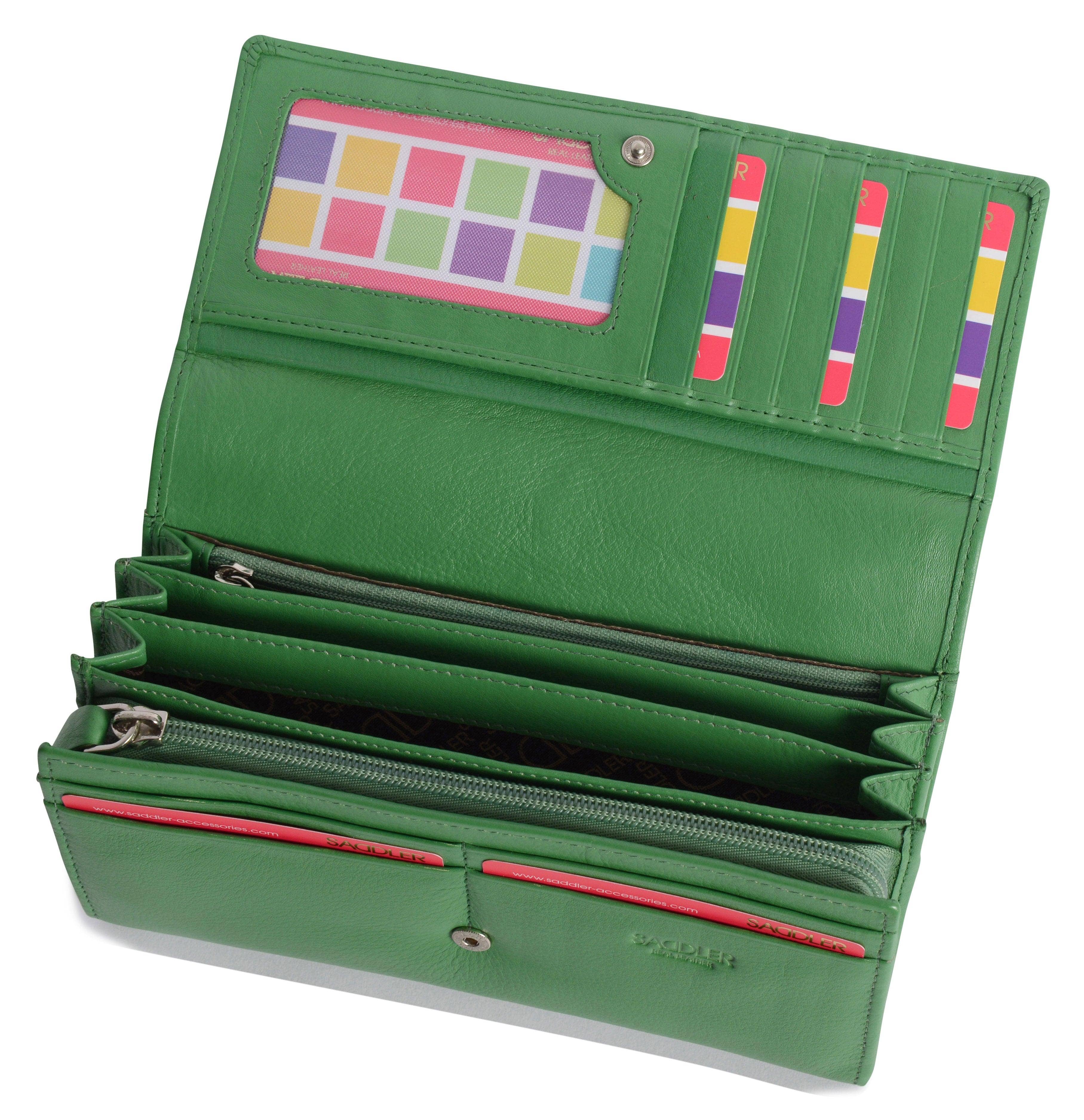 SADDLER - Vente Portefeuille – femme - Grand Portefeuille en Cuir à Sections Multiples "Grace" – Fait Main par Saddler | Protégé RFID & Boîte Cadeau34