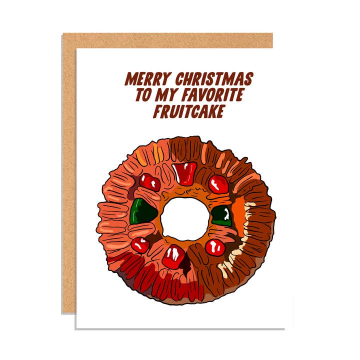 Tarjeta de felicitación navideña con tarta de frutas para venta al por mayor de Paper Rings Press