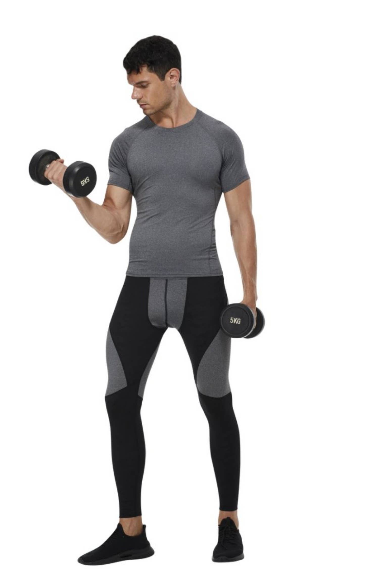 Active by Anna-Kaci - Vente Haut de sport – homme - T-shirt à manches courtes de compression en tissu stretch chiné8