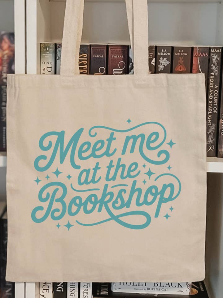 Meet Me At The Bookshop Tote Bag for wholesale by Hilarious Humanitarian