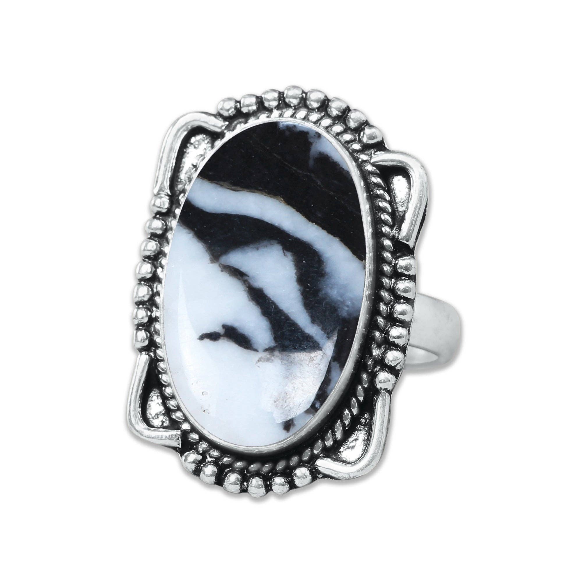 Handmade Jewels - Wholesale Cocktail/Statement Ring - Buffalo Turquoise Rings – Handmade, Silver-Plated, Boho Style3