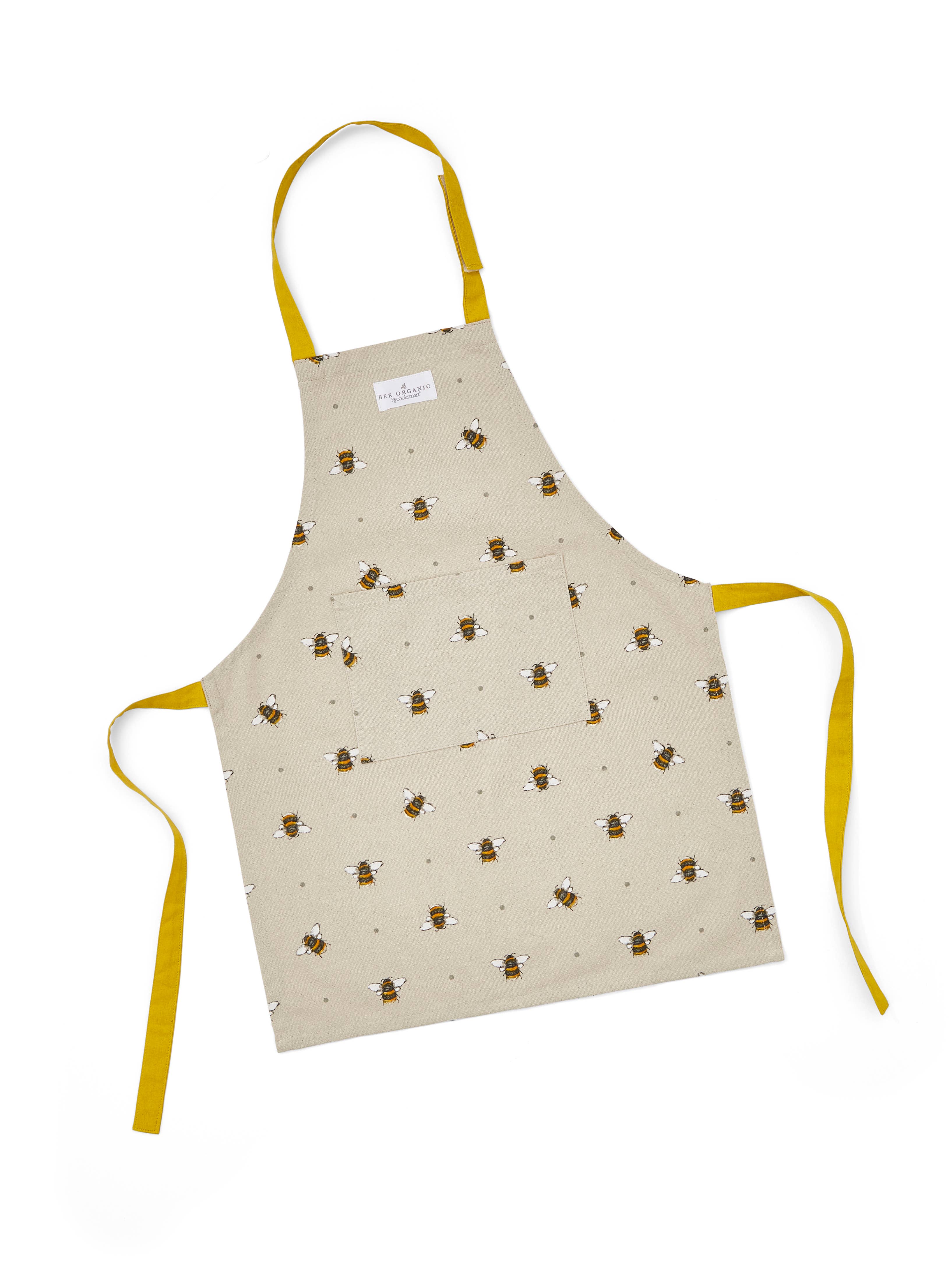 Natural Bumble Bees Apron - Organic Cotton (GOTS) Kids Cotton Aprons for wholesale on Faire0