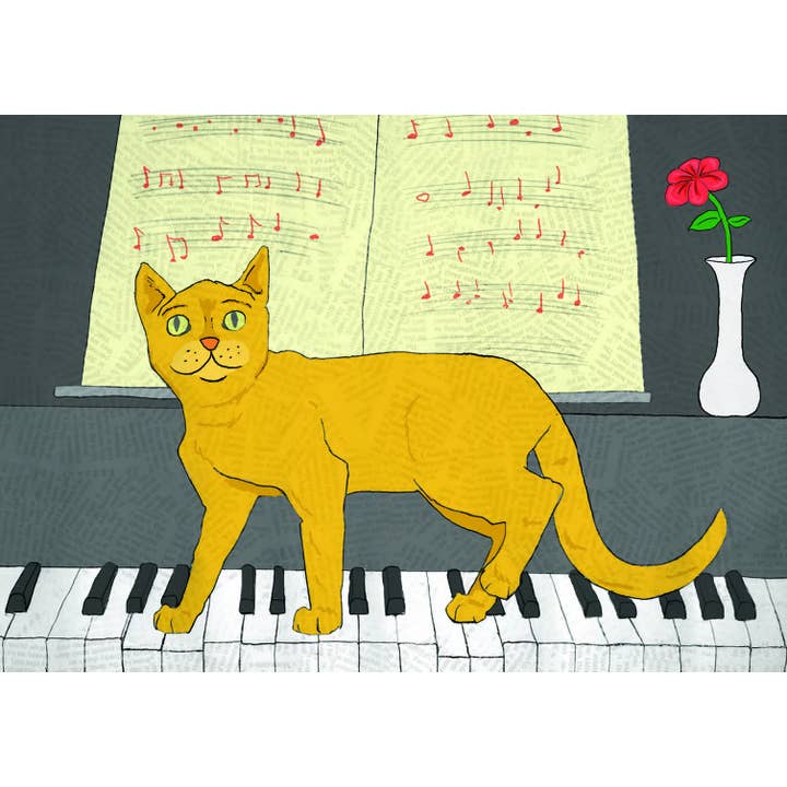 Tabbykat op Piano Blanco Kaarten (4 stuks) - Boxset voor wholesale door THE FOUND