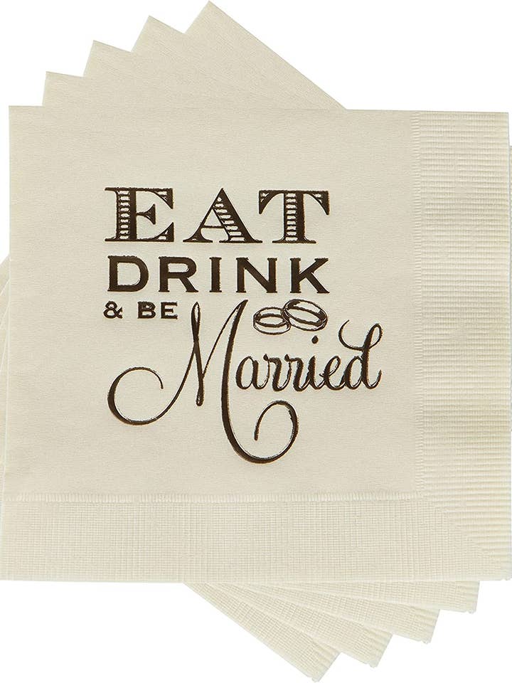 Cocktail Napkins - Eat Drink & Be Married (Set of 25) for wholesale by Funky Junque