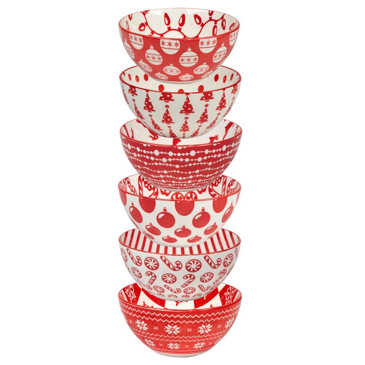 Certified International - Wholesale Bowl - Peppermint Candy Christmas All Purp Bowl 6x3 (6) asst.