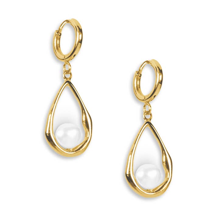 Milk and Honey Huggie Drop Earrings for wholesale by Eden Jewelry