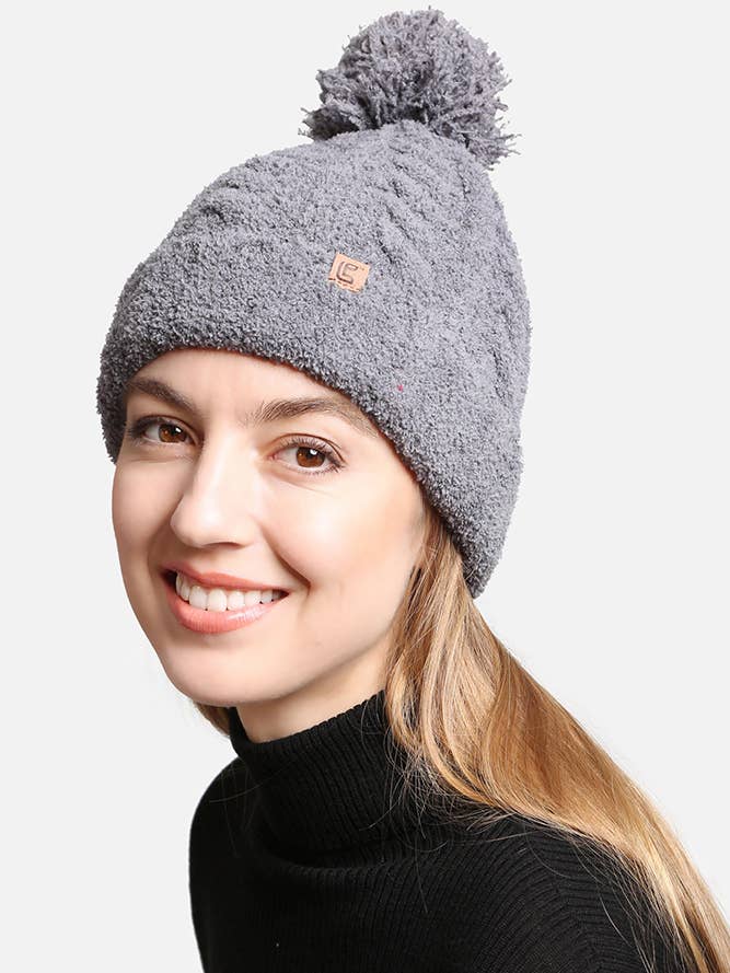 Solid Color Pom Beanie for wholesale by Hana