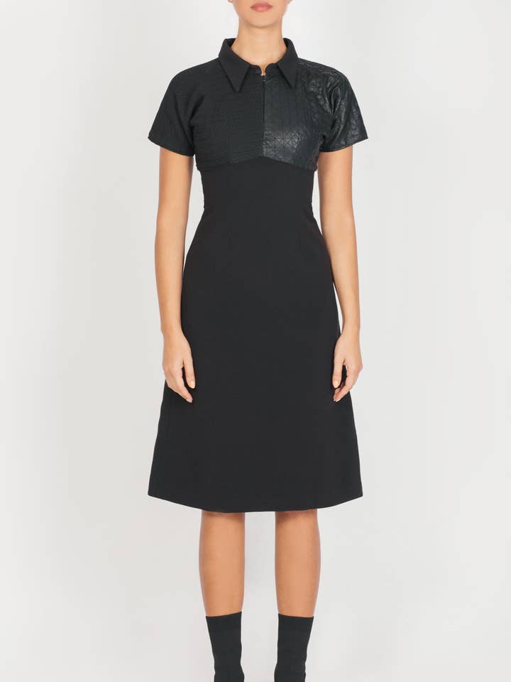 Jurk Gemaakt Van Drie Soorten Stoffen voor wholesale door Maison BOGOMIL