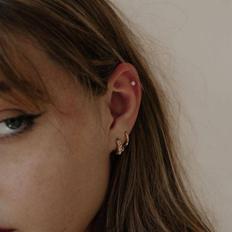 Ofina Jewelry - Wholesale Huggie Earrings - 10k Solid Gold Croissant Huggies3