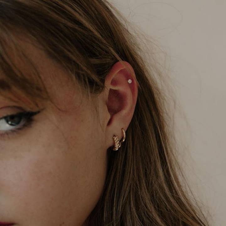 Ofina Jewelry - Wholesale Huggie Earrings - 10k Solid Gold Croissant Huggies3