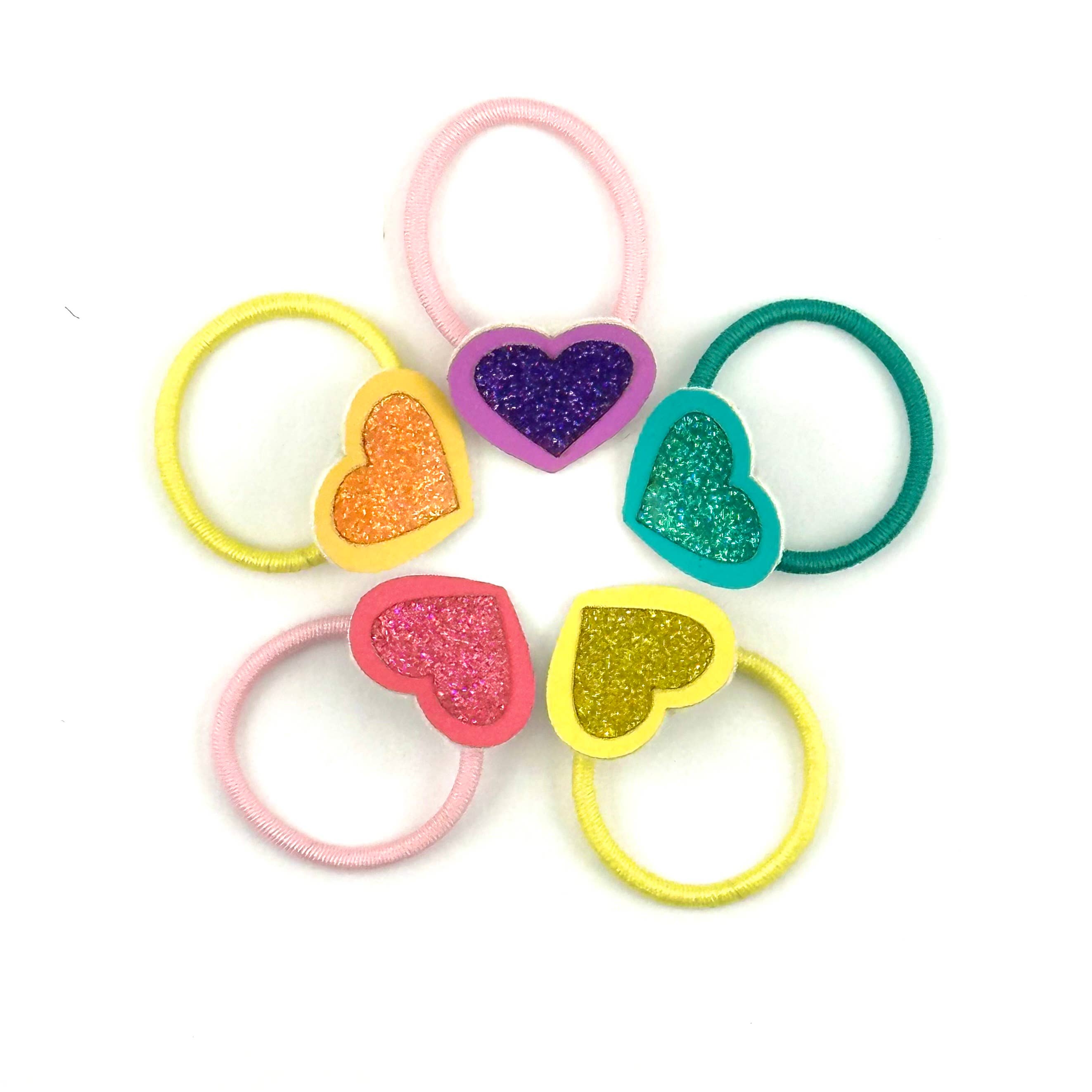 Bluebell Petite - Wholesale Hair Tie - Kids - Heart Glitter Hair Ties3