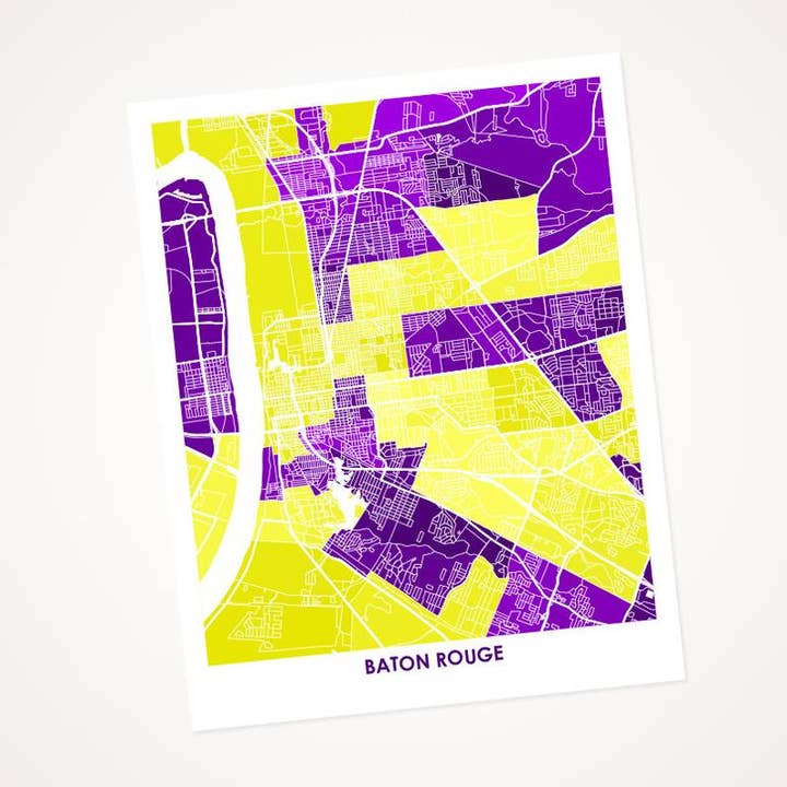 Juanitas Baton Rouge Karta Tryck för wholesale av Juanita's Adventures