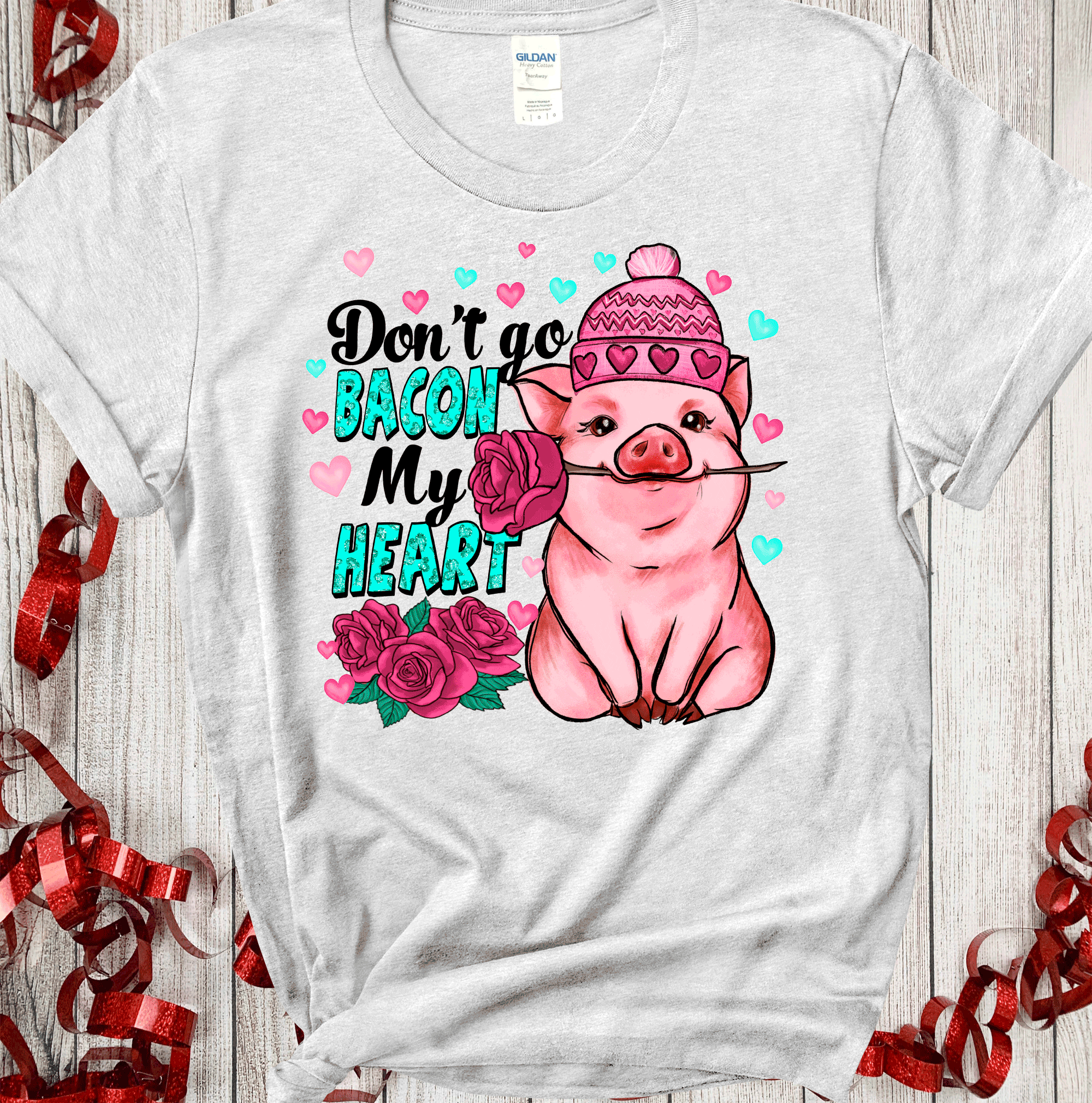 A Blessed Texas Mess Boutique - Wholesale T-Shirt (Graphic) - Women's - Don't go Bacon My heart Valentines day Gift Funny Mama Shirt2