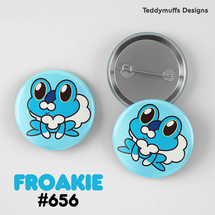 Broche à bouton Froakie pour la vente par Teddymuffs Designs