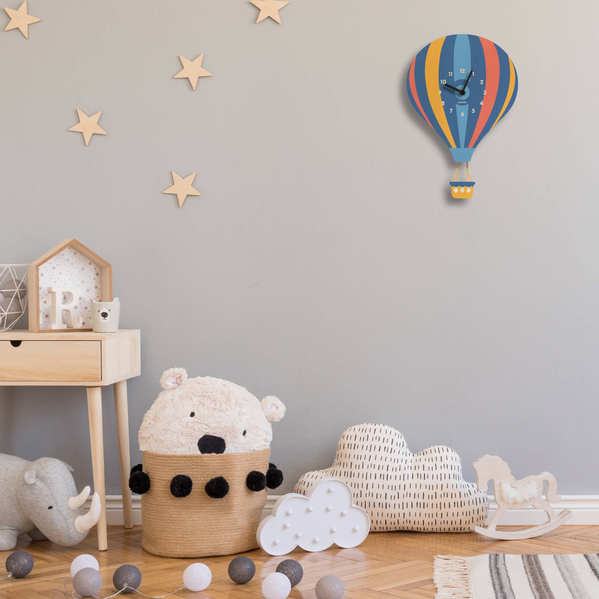 Popclox - Vente Horloges murales - Horloge à pendule en montgolfière - Bois2