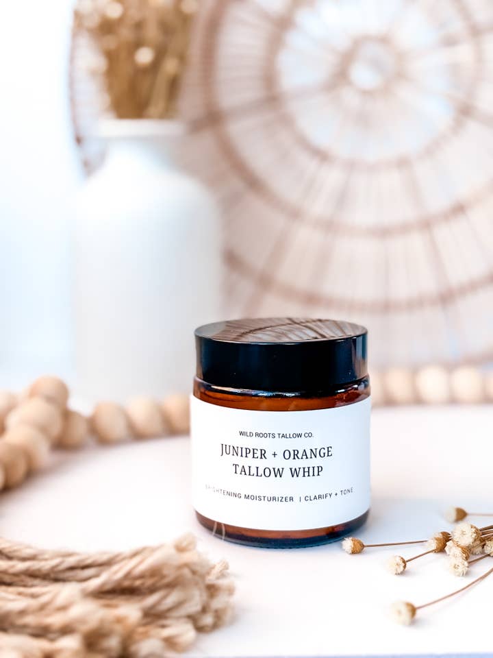 Juniper + Orange Whipped Tallow Balm| Tallow Moisturizer  for wholesale by Wild Roots Tallow Co.