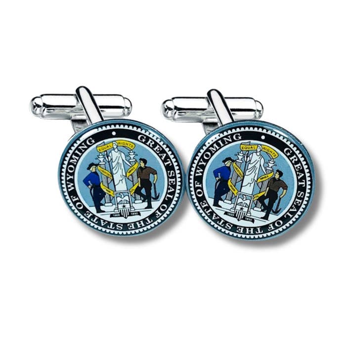 Cufflinks - State Seal Wyoming - USA for wholesale by Worldwide Souvenirs