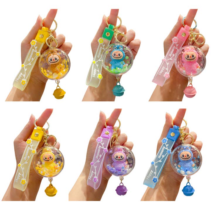 Keychain with Shaker Beads and Bell Cute Pendant for wholesale by Auraquise