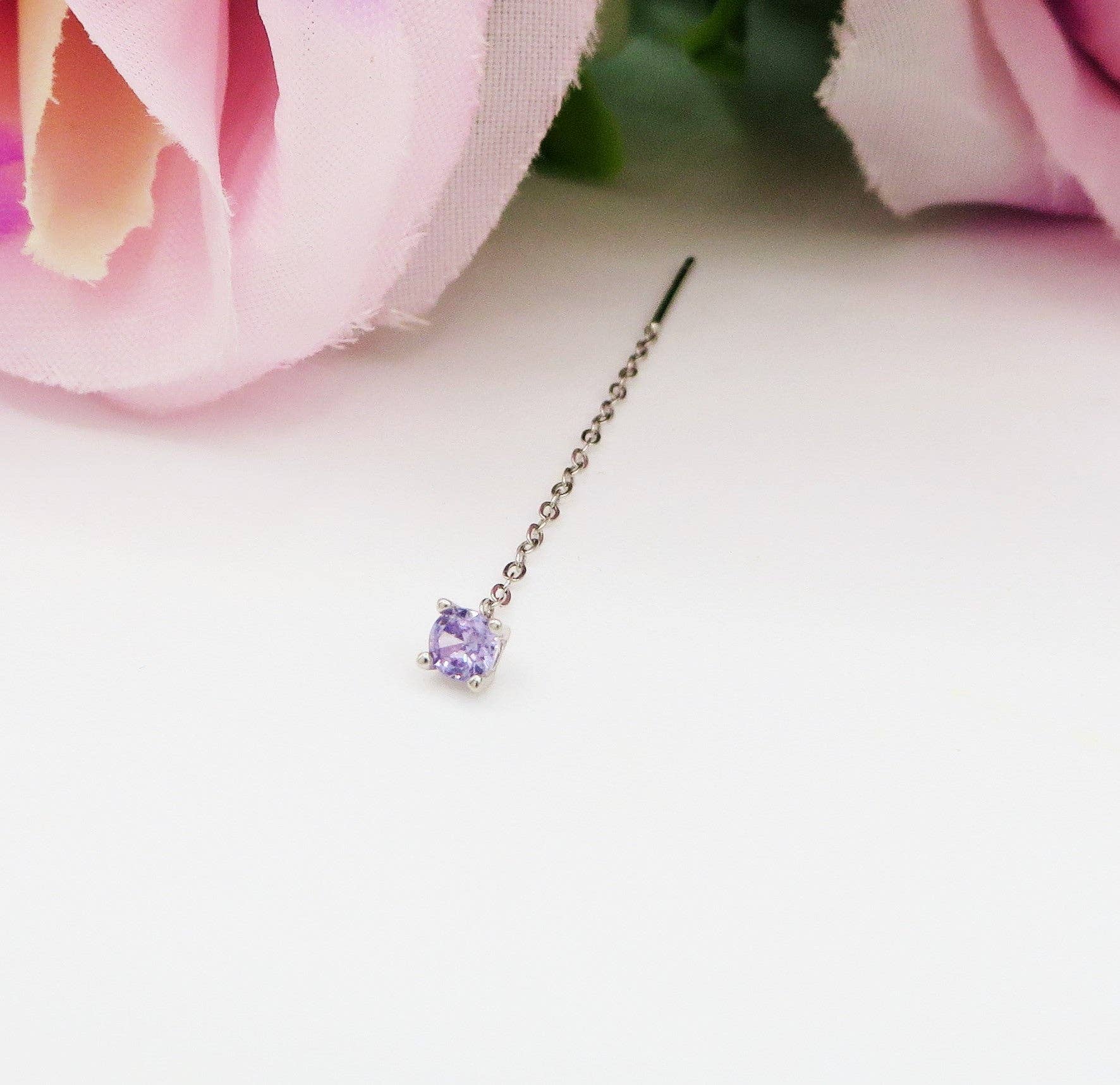 Daemon srls - Vente Boucles d'oreille uniques - SHINY ~ Boucle d’oreille pendante en argent 925 avec point de lumière en zirconium cubique - glissante0