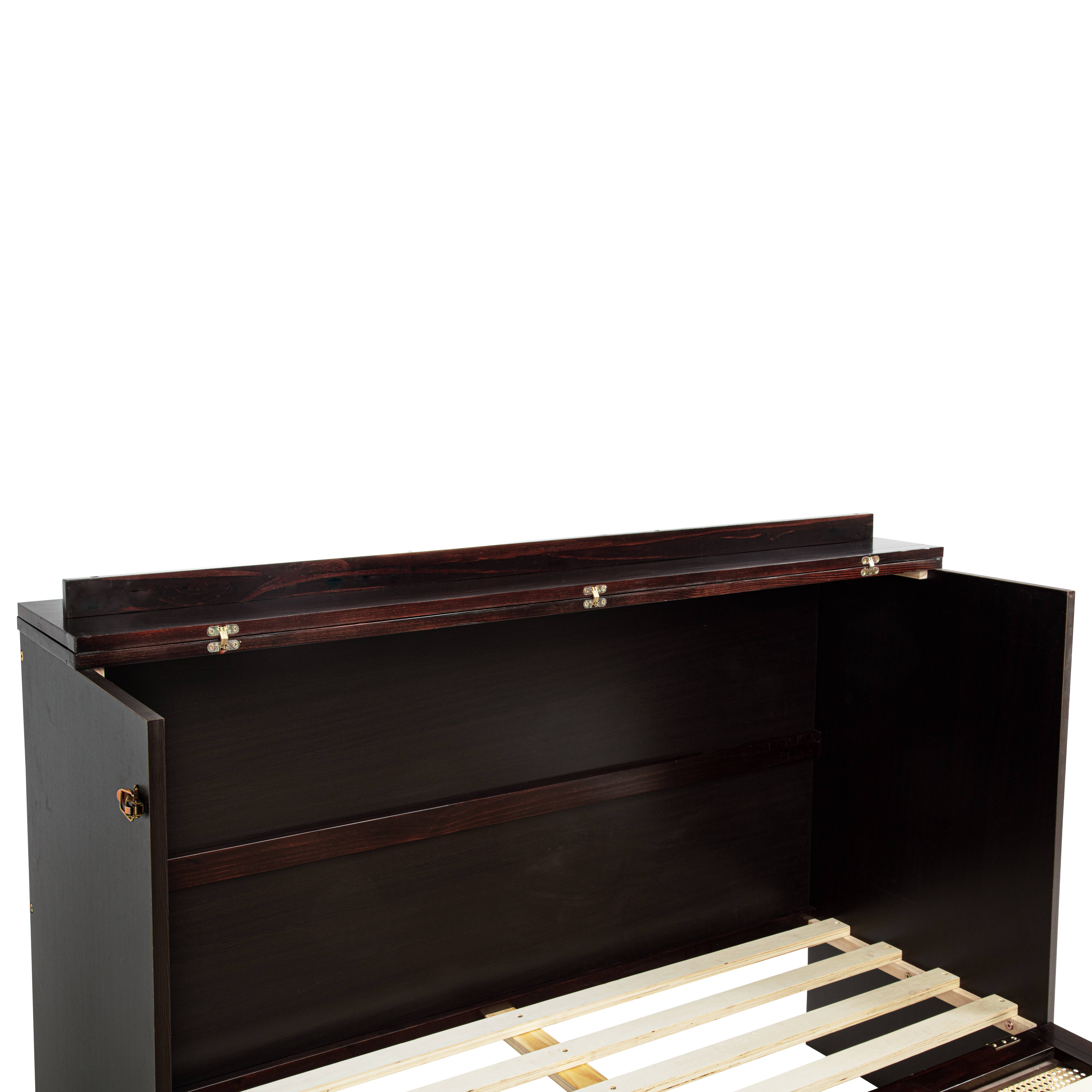 39F Inc. - Wholesale Bed - Queen Size Murphy Bed, Pine Wood Cabinet Bed w Power Station24