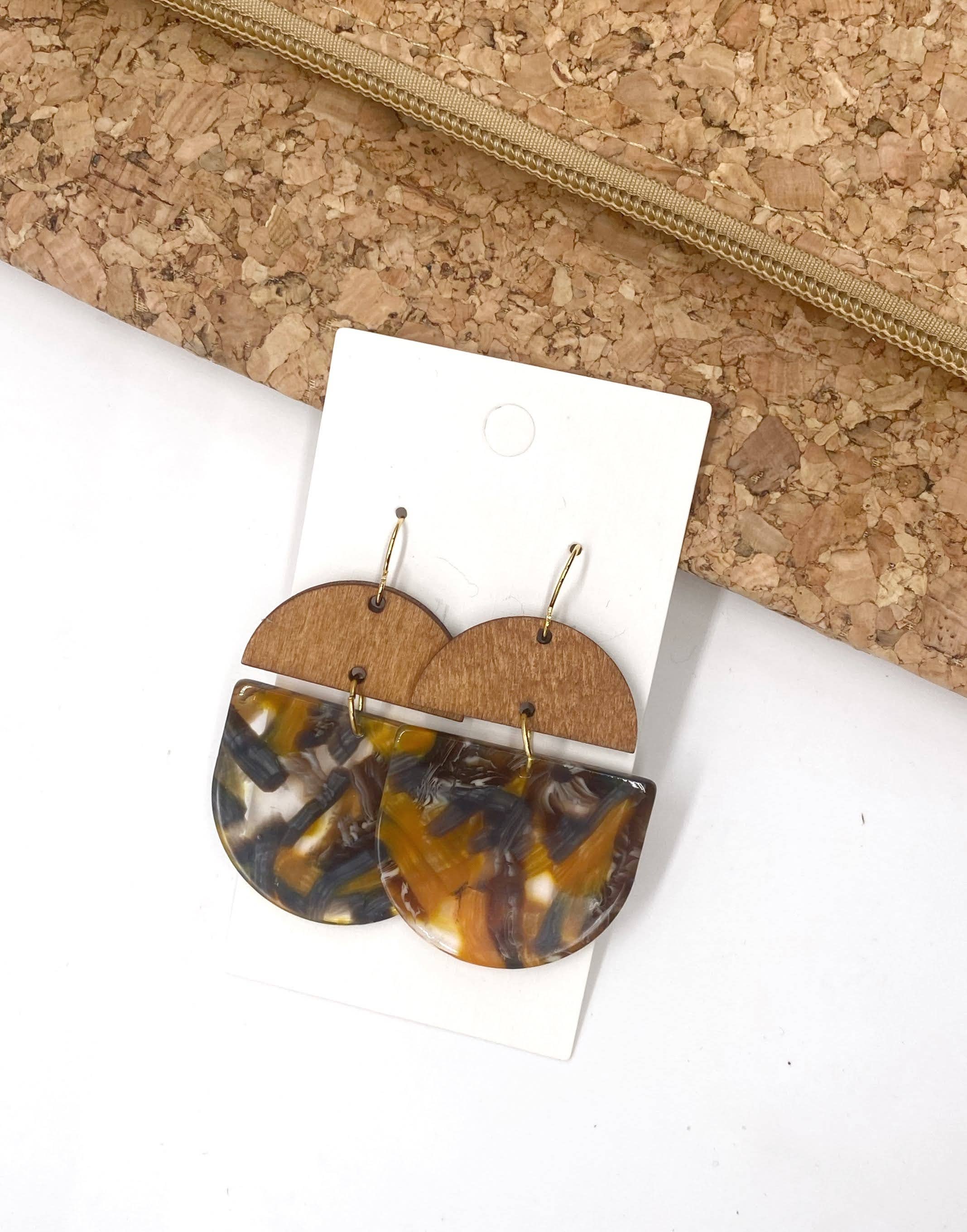 Baubles by B - Wholesale Dangle Earrings - Squash Wood and Acrylic Deco Drops5