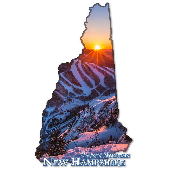 12101 - Cannon Mountain Winter Sunset - 4″ Vinyl Sticker for wholesale by White Mountain Images