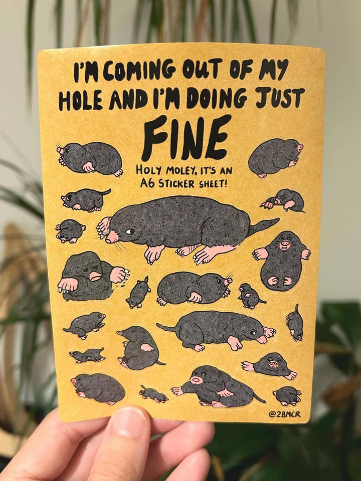 Adesivi di Talpe - Foglio di Adesivi in Vinile Lucido (A6) per la vendita all'ingrosso da parte di 2B Or Not 2B