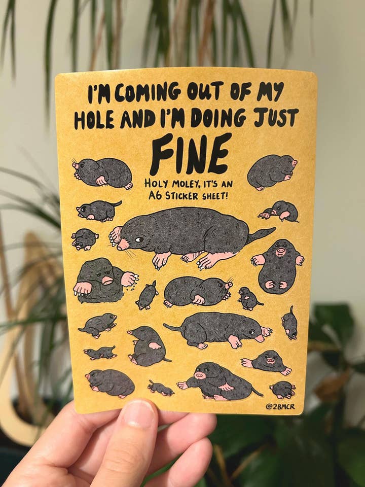 Autocolantes de Toupeira - Folha de Autocolantes em Vinil Brilhante (A6) por atacado de 2B Or Not 2B