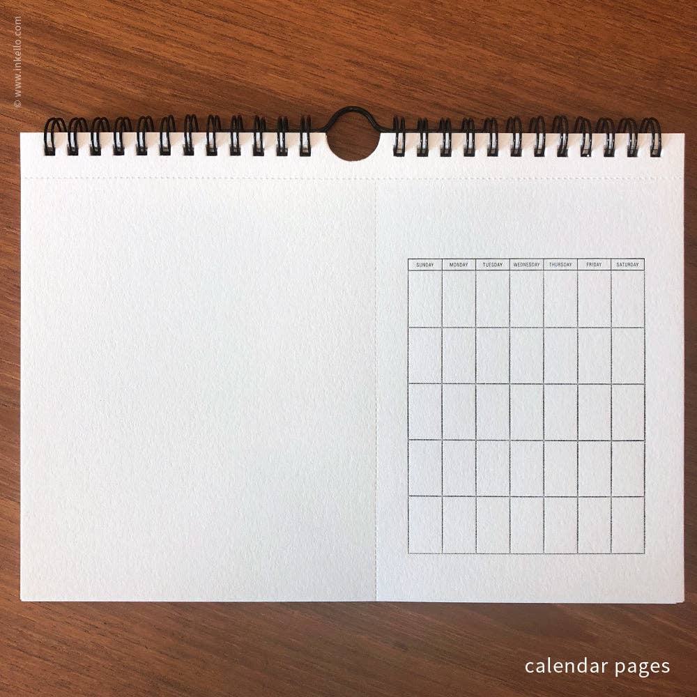 Inkello Letterpress - Wholesale Calendar - Draw-Your-Own Monthly Hanging Calendar (#452)1