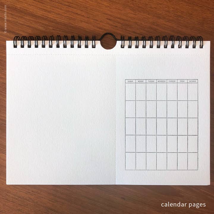 Inkello Letterpress - Wholesale Calendar - Draw-Your-Own Monthly Hanging Calendar (#452)1