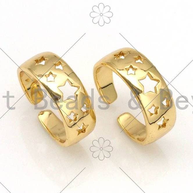 Hollow Out Star Shape Adjustable Ring,Sku#X213 for wholesale by BestBeads&Beyond