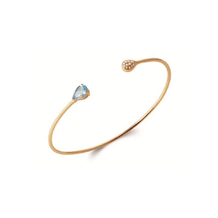 JewelryPrivateLabel Paulina 18K Gold Plated Bangle Cubic Zirconia Light Blue for wholesale by Jewelry Private Label