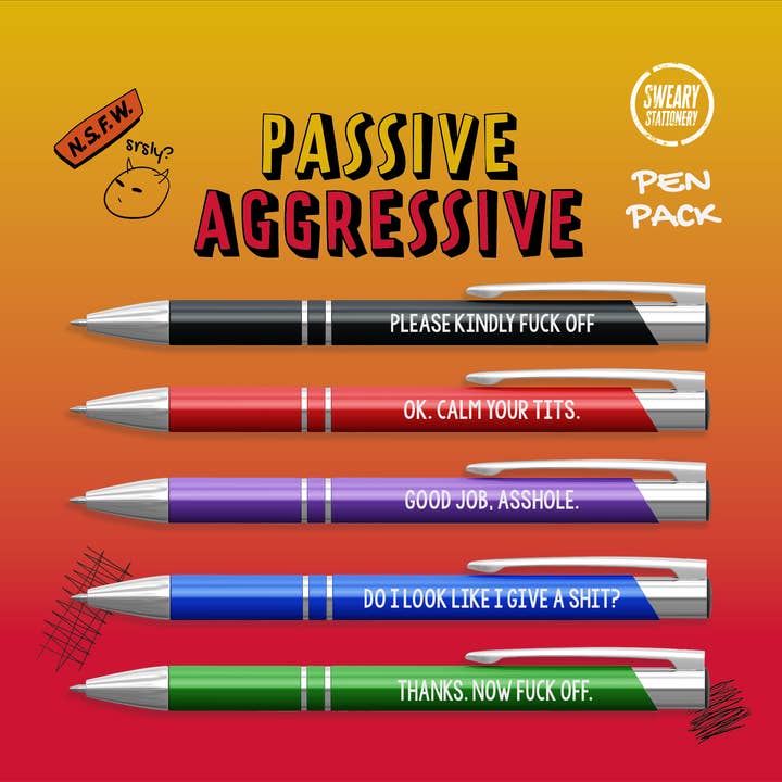 Passive Aggressive Pen Pack for wholesale by Disrupted Industries