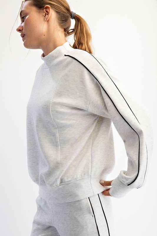 Sunday Morning - Vendita all'ingrosso Felpa - Donna - T540037-Top a Collo Alto in Modal Scuba con Due Righe a Contrasto16