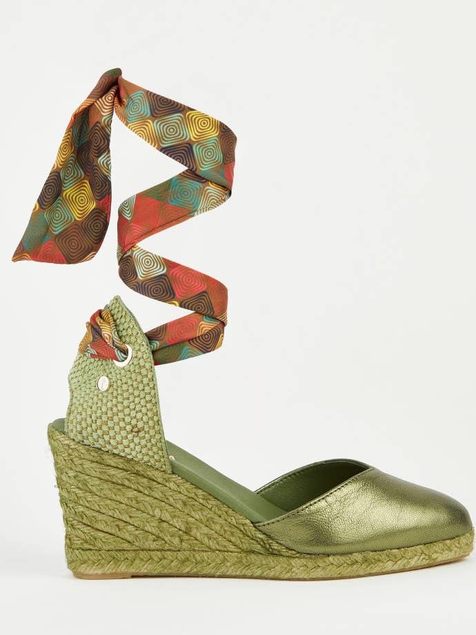 Ada Fly | Green Wedges for wholesale by La Valeta Espadrilles-Ibera Factory Shoes slu