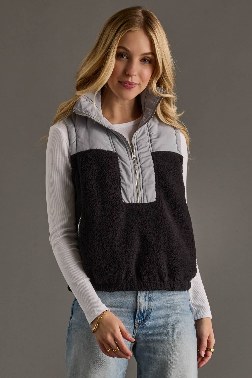 Panache Apparel Co. - Wholesale Outerwear Vest - Women's - Lt. Gray & Black Vest3