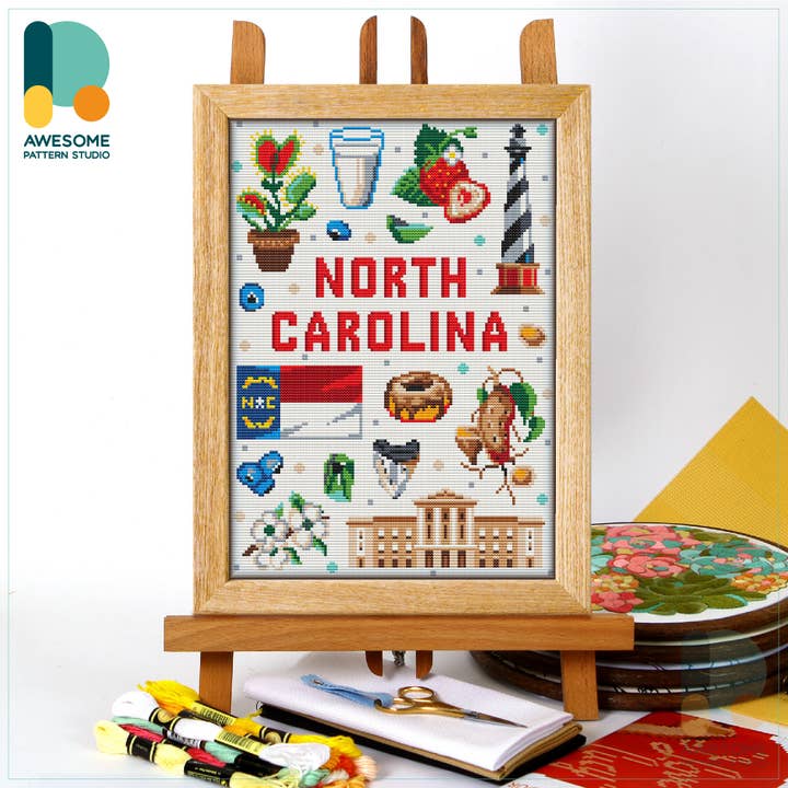 Collezione CS1899-2 North Carolina, kit punto croce contato per la vendita all'ingrosso da parte di Awesome Pattern Studio