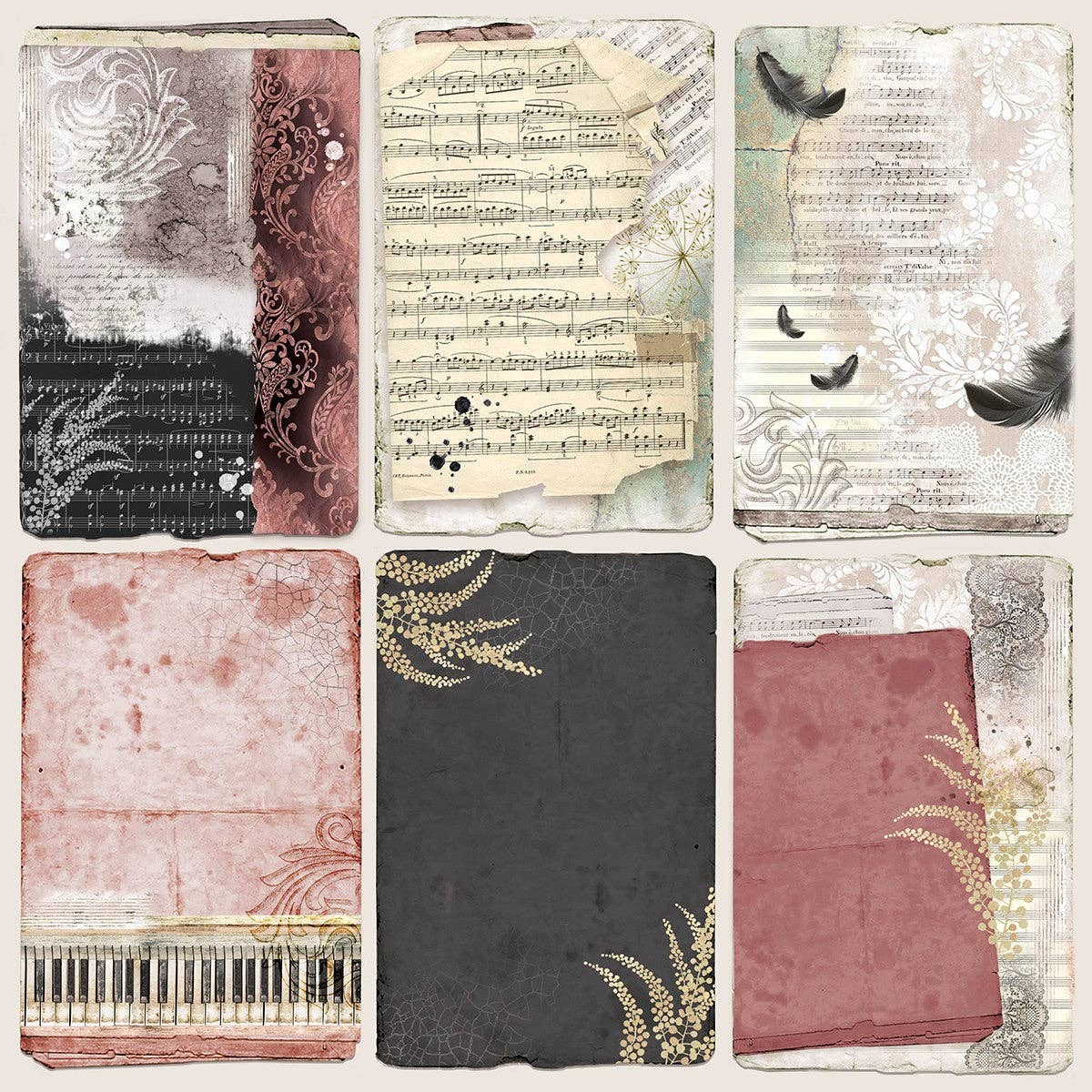 Ecstasy Crafts Distributing - Wholesale Scrapbook - Ciao Bella Cygne Noir Paper Pad 12x12 12/Pkg26