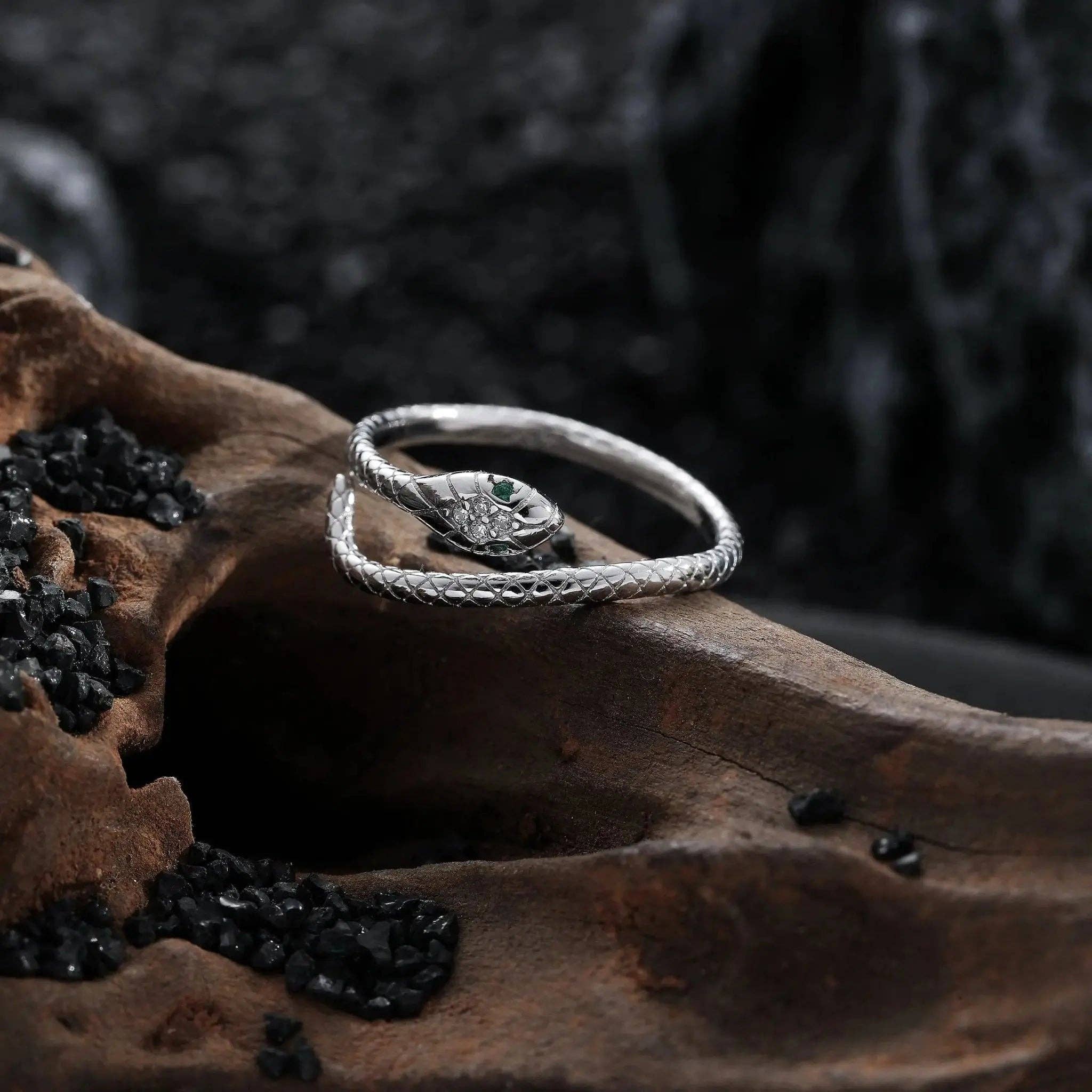 Moclein - Venta al por mayor Anillo de banda/apilable - Anillo Minimalista de Serpiente Plateado3