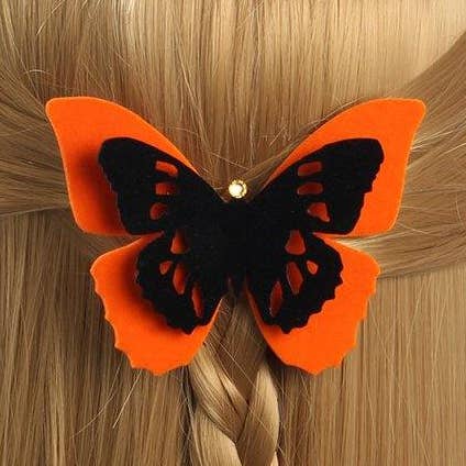 Pinza de pelo de mariposa de terciopelo naranja y negro | Pin | Gargantilla | collar para venta al por mayor de Fashion Butterflies