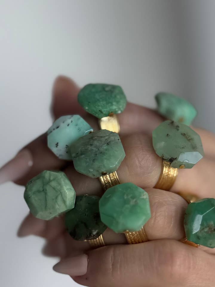 Citadel Chrysoprase Rings | 14mm Octagon for wholesale by WILYMI Jewelry Co