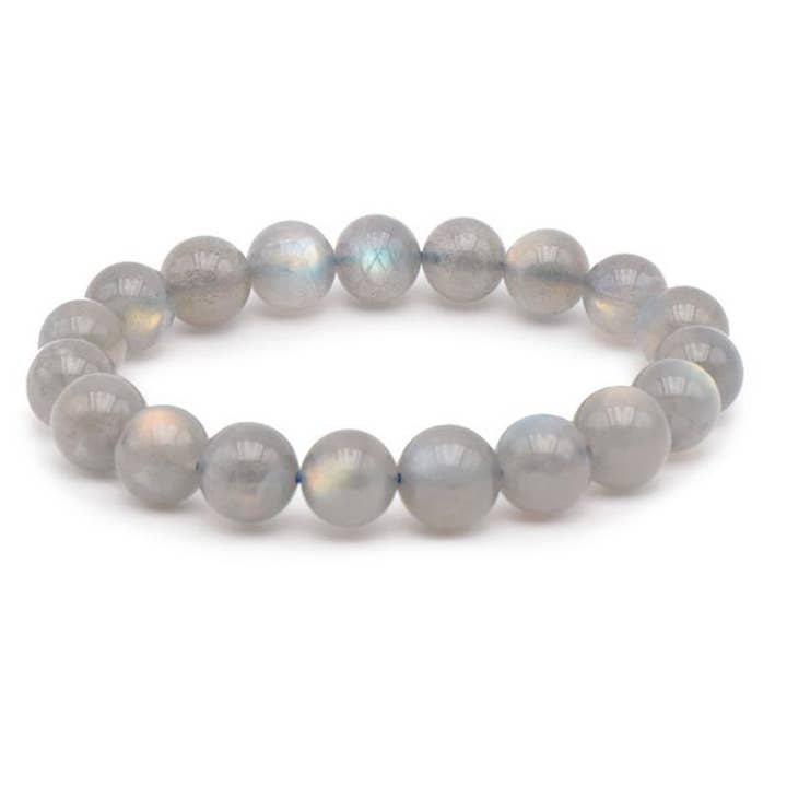 Pulsera de labradorita Madagascar AA (bolas de 9,5-10,5 mm) para venta al por mayor de La Boîte à Cailloux