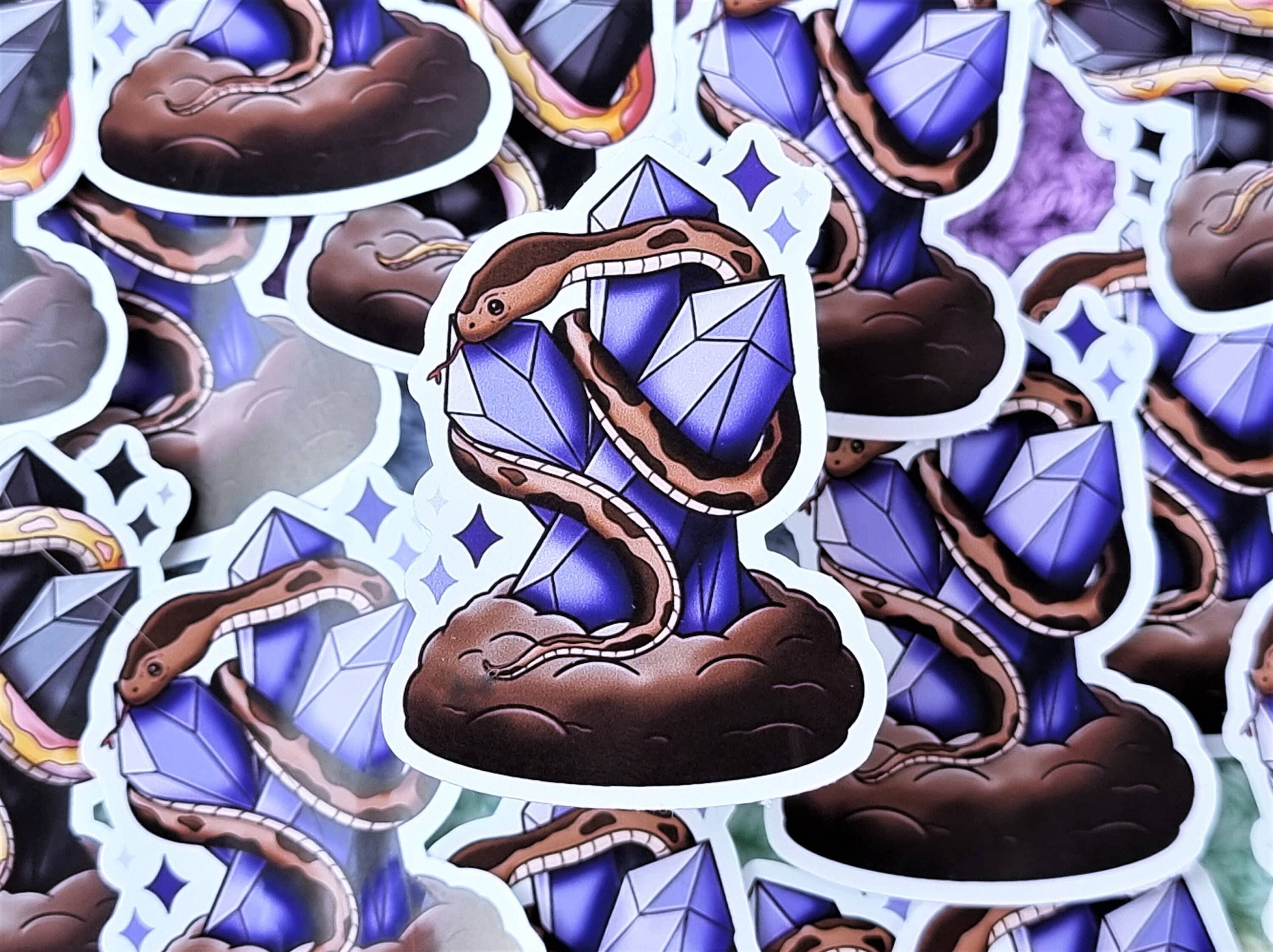 FuzziesArtDesigns - Vente Autocollant - Sticker découpé serpent et cristaux | Cadeau | Papeterie1