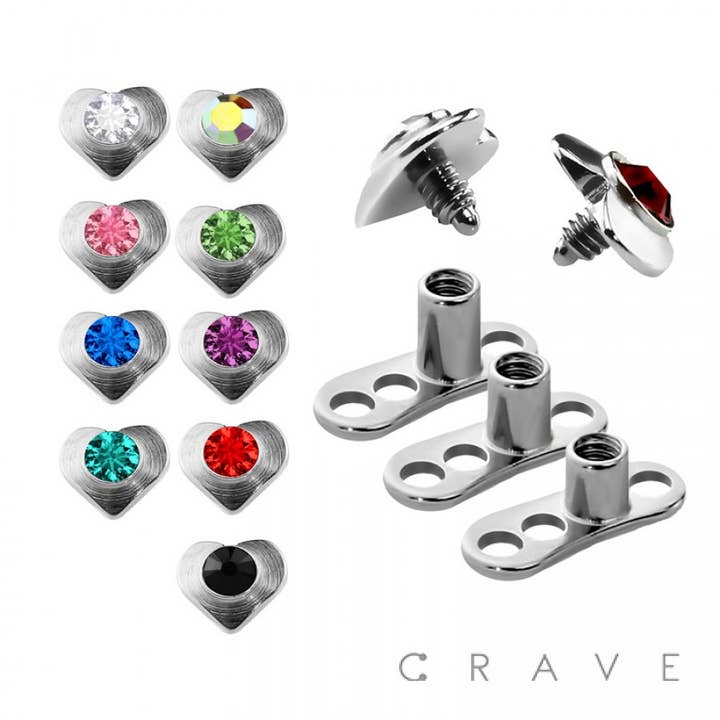DERMALER ANKERKOPF MIT HERZFARBENEM EDELSTEIN für den Großhandel von CRAVE BODY JEWELRY