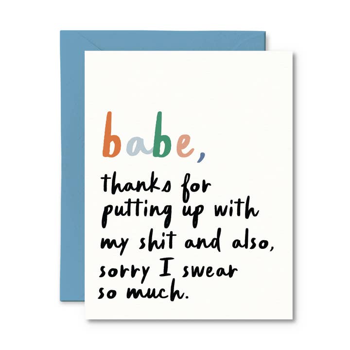 Pretty by Her - Wholesale Thank You Card - Babe Thank For Putting Up With My Shit Card0