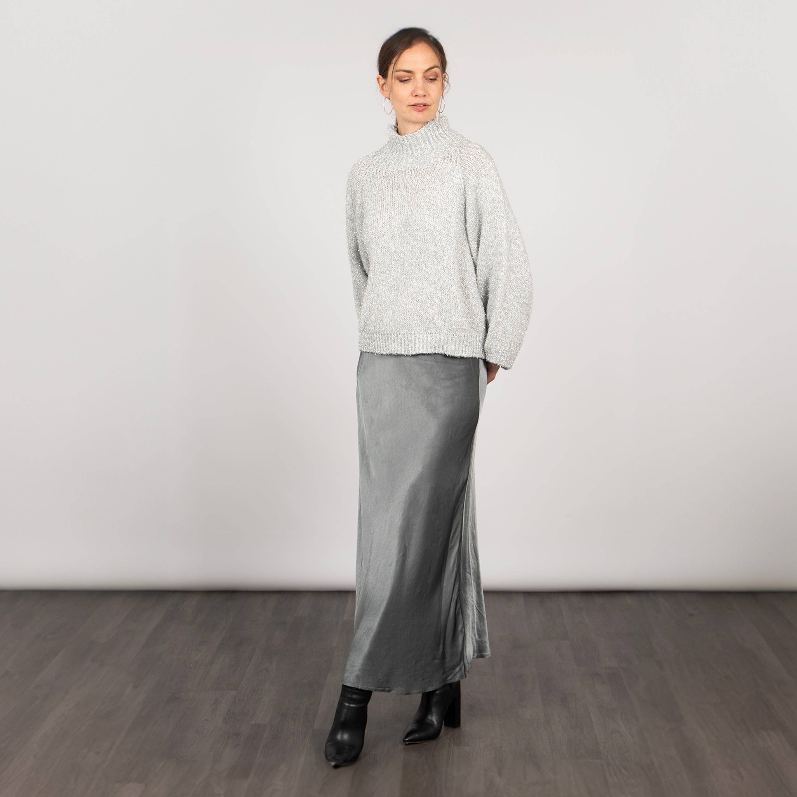 Sarta - Wholesale Rok - Dames - Cassie sliprok in pewter0