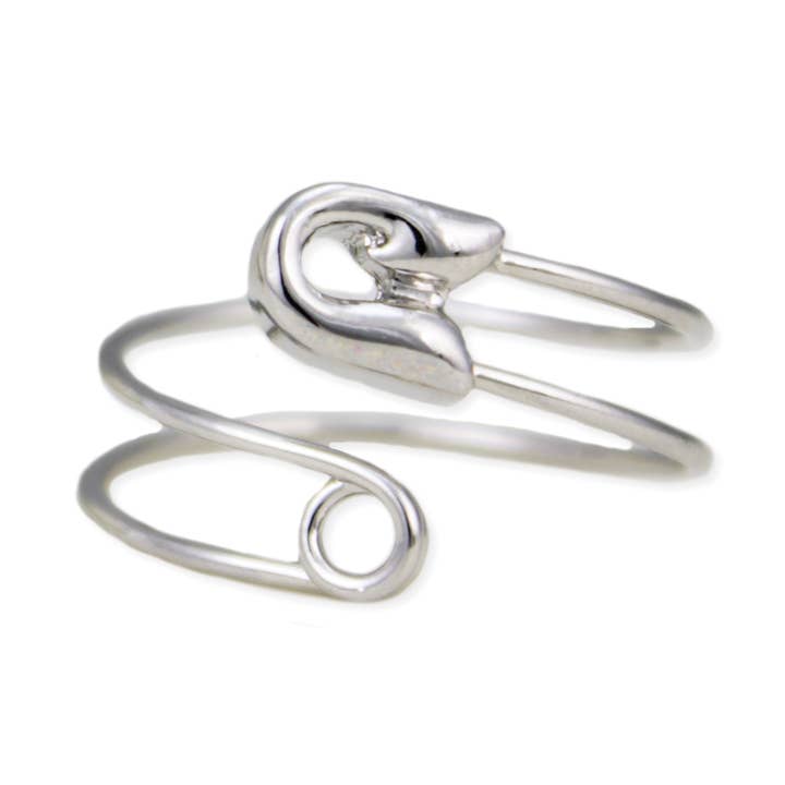 ZAD - Wholesale Band/Stacked Ring - Silver Safety Pin Wrap Ring0