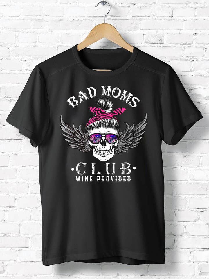 Bad Moms Club Wine Provided Shirt, Halloween Skull Mom for wholesale by iBuyCanvas