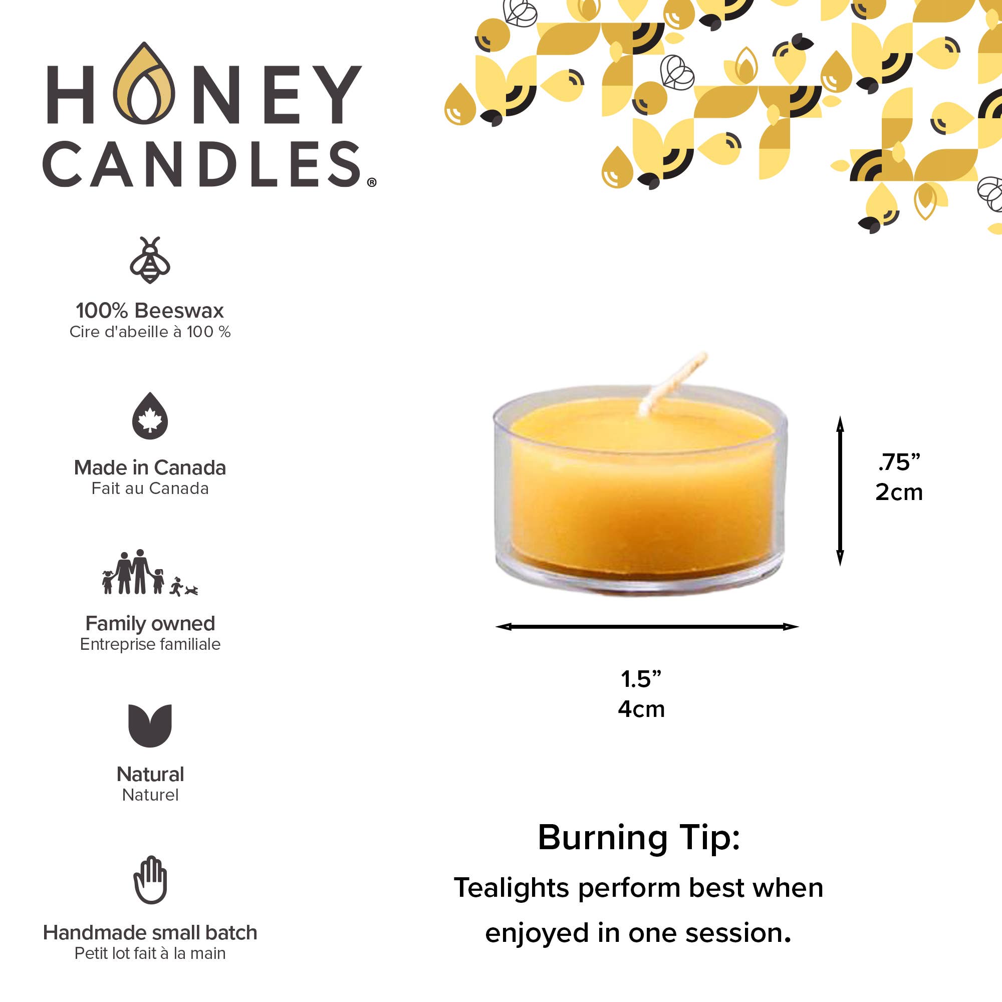 Honey Candles - Wholesale Tea Light Candles - Natural Beeswax Tealight Candles - Clear Cup1