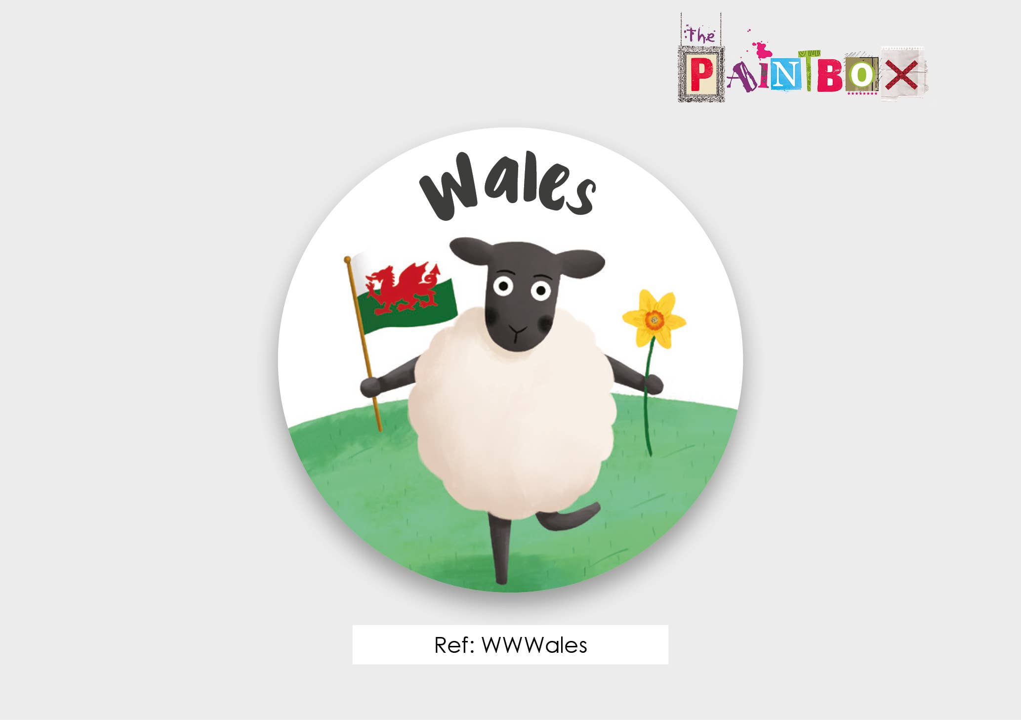 The Paintbox – wholesale Magnet – Wooden Welsh Woolies Magnet 70x70mm circle - WALES0